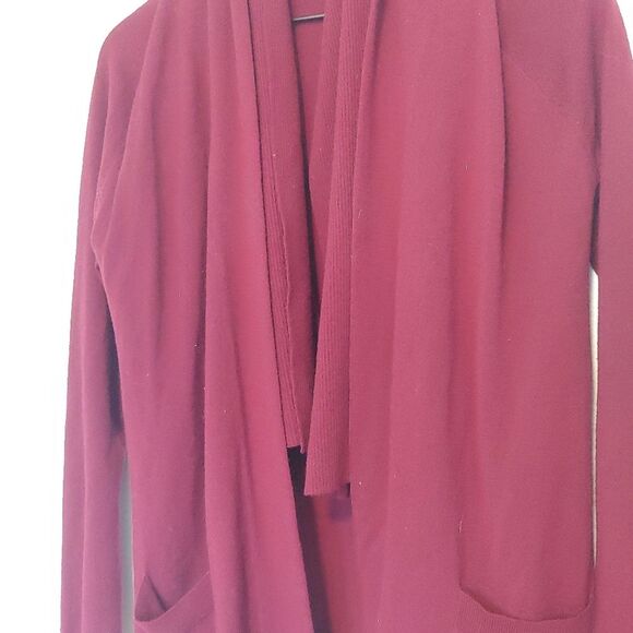 Theory Abie Evian Stretch Maroon Drape Wool Cardigan Sweater Size P (XS) - Picture 4 of 7